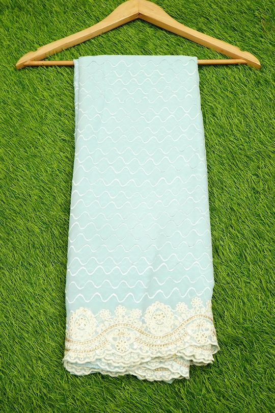 Chiffon Sequence Work Light Blue And Peacock Blue Saree