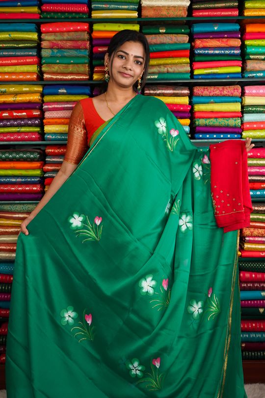 Green & Pink Kanchipuram Handloom Pure Silk Saree With Pure Zari – Palam  Silks