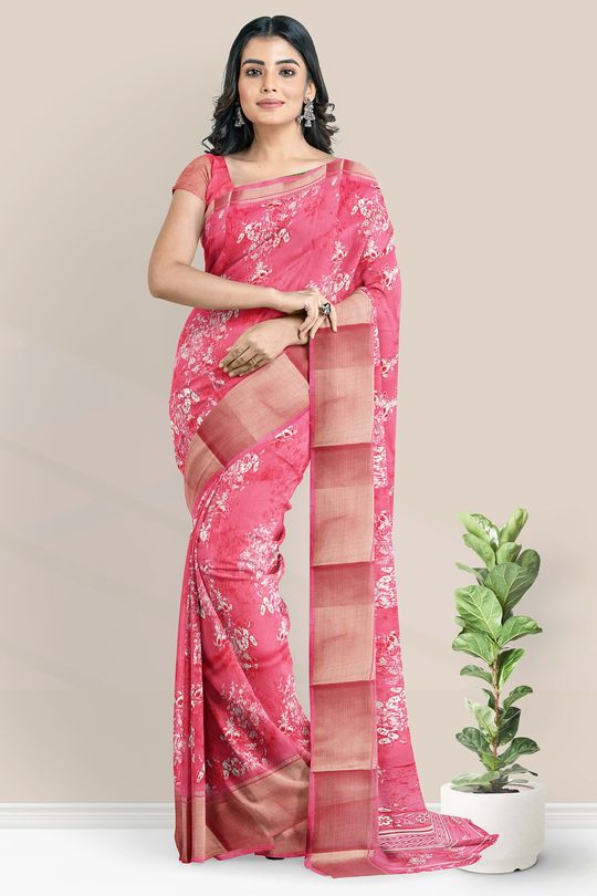 New Trend Designer Pink Color Soft Silk Saree Online Cost.