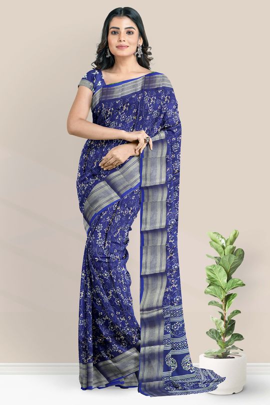 silk sarees with embroidery work Online | Buy Blue Floral Embroidery Fancy  Saree