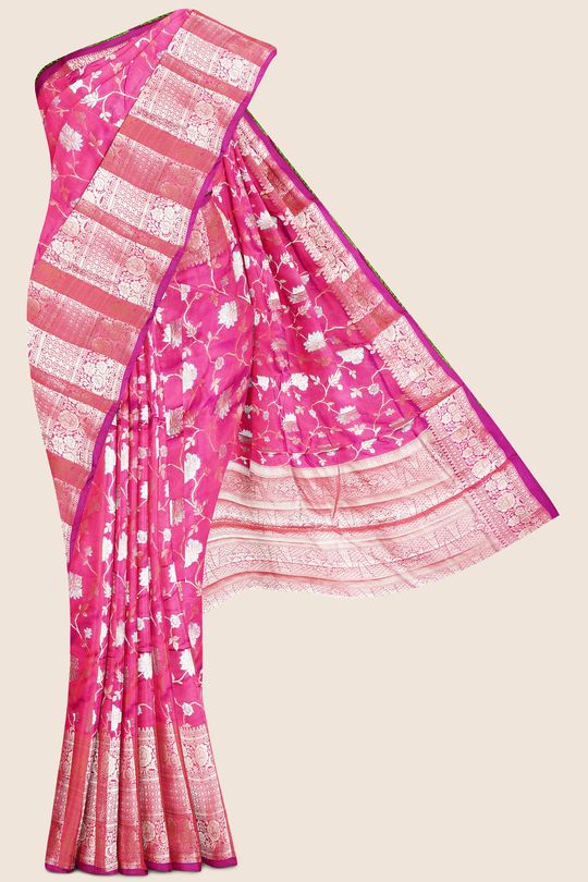 Fancy Silk Meena Work Magentha Pink Saree