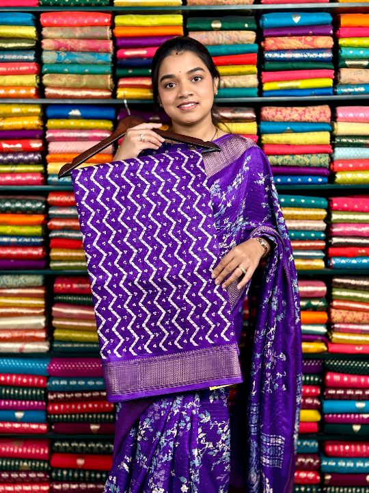 Fancy Silk Sequence Weave Print Purple Saree