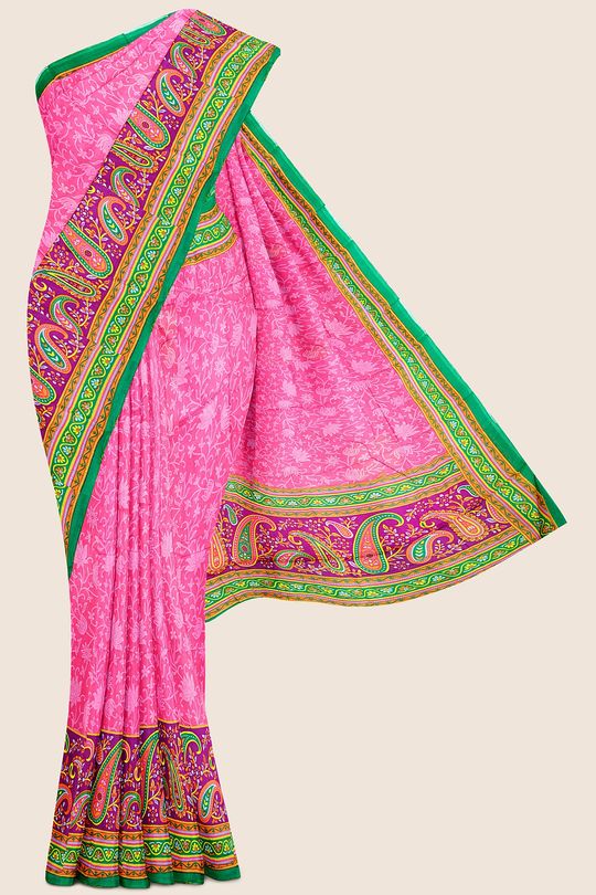 Summer Special Meena Cotton Pink And Green Saree