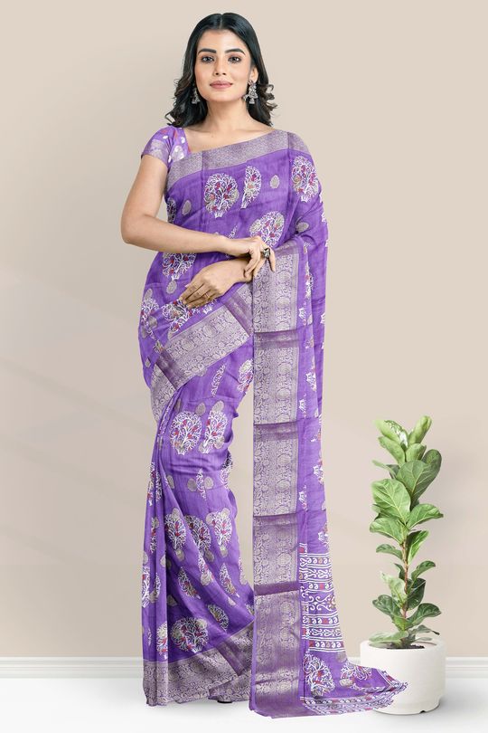 Soft Silk Butti Lavender Saree