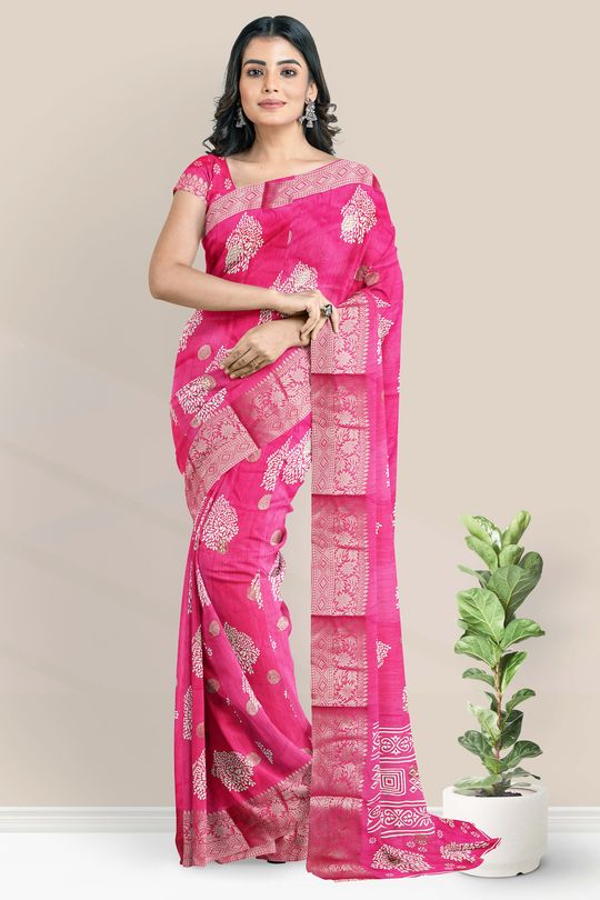Soft Silk Butti Pink Saree