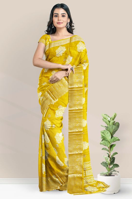 Soft Silk Butti Musturd Yellow Saree