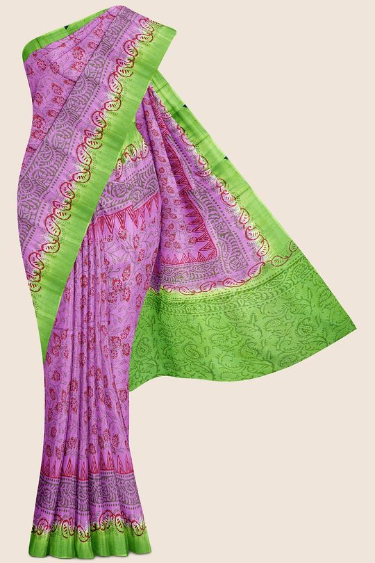 Summer Special Meena Cotton Dusky Pink And Green Saree