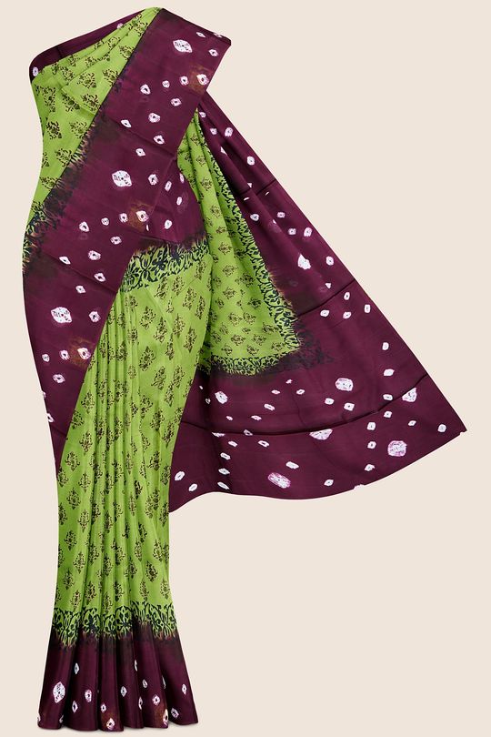 Summer Special Meena Cotton Green And Wine Saree