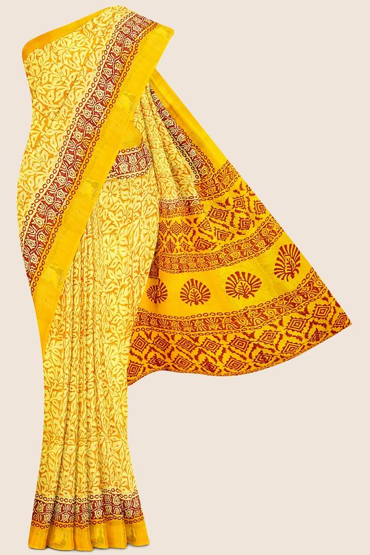 Summer Special Meena Cotton Yellow Saree