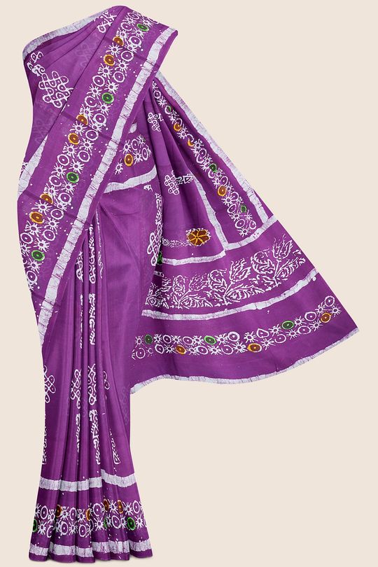 Summer Special Meena Cotton Purple Saree