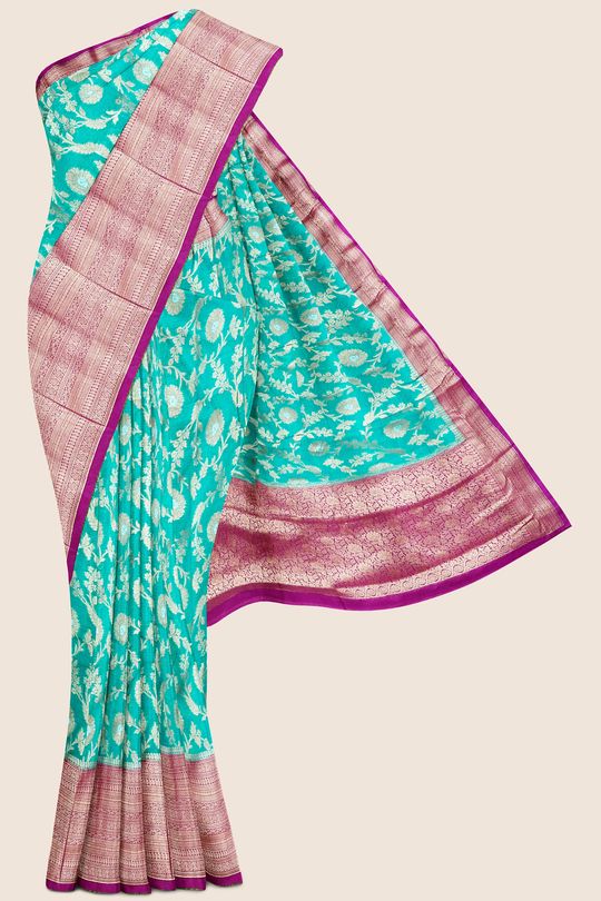 Fancy Silk All Over Raama Green And Pink Saree