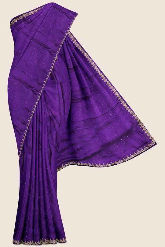 Crepe Silk Lase Boder Purple Saree