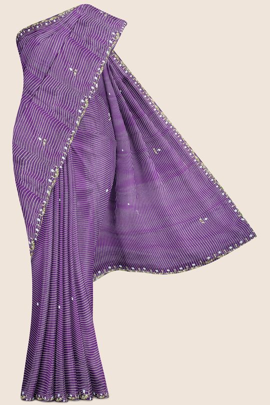 Shimmer Georgette Doriya Weaving Brinjal Saree