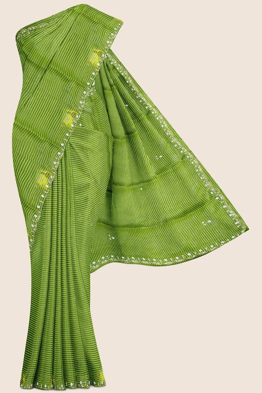 Shimmer Georgette Doriya Weaving Green Saree