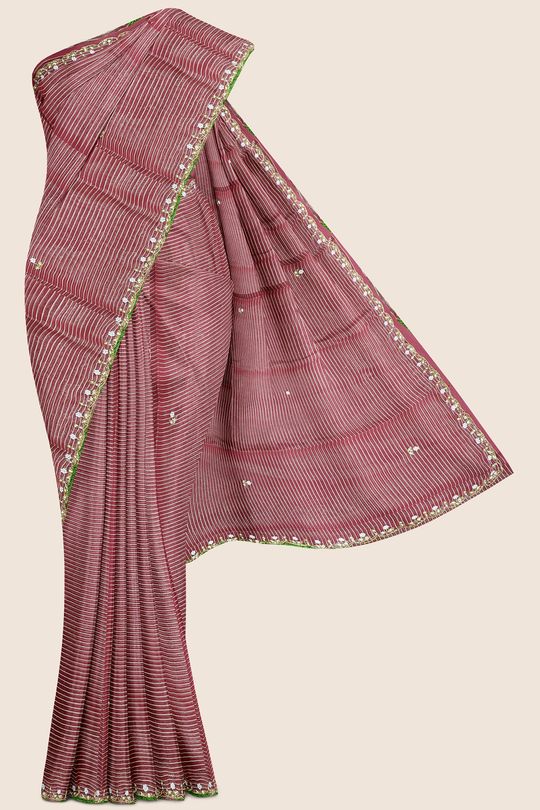Shimmer Georgette Doriya Weaving Dark Pink Saree