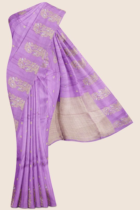 katan Silk Flower Butti Lavender Saree