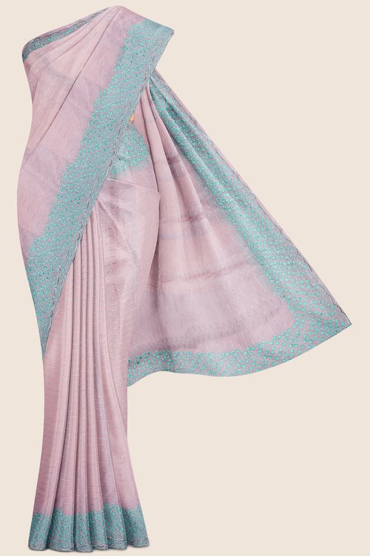 Georgette Ready To Wear Blouse Pink And Sea Green Saree