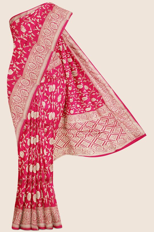 Katan Silk All over Bright Pink Saree