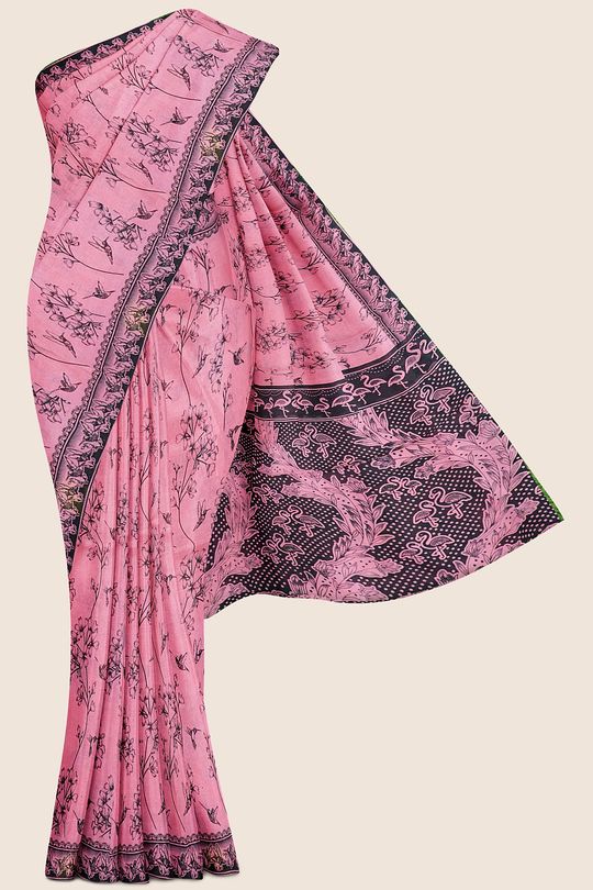 Summer Printed Cotton Blush Pink Saree