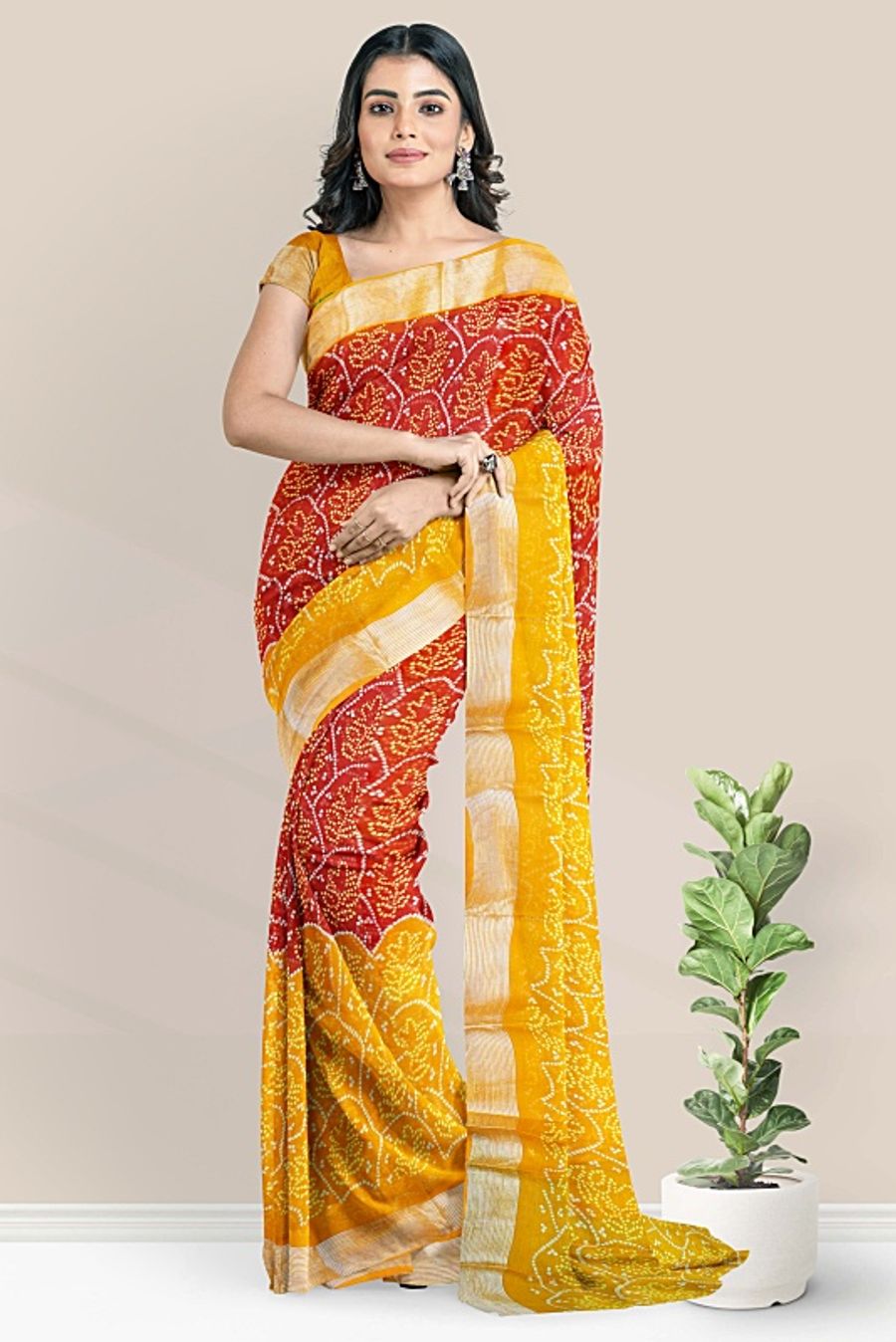Buy Saree Mall Yellow & Red Printed Saree With Unstitched Blouse for Women  Online @ Tata CLiQ