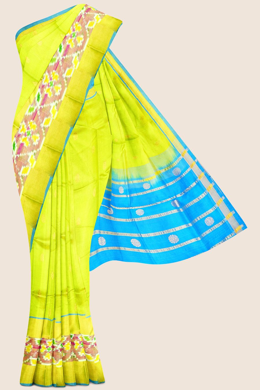 Dupion silk saree light blue and magenta pink with allover checked pat –  Prashanti Sarees