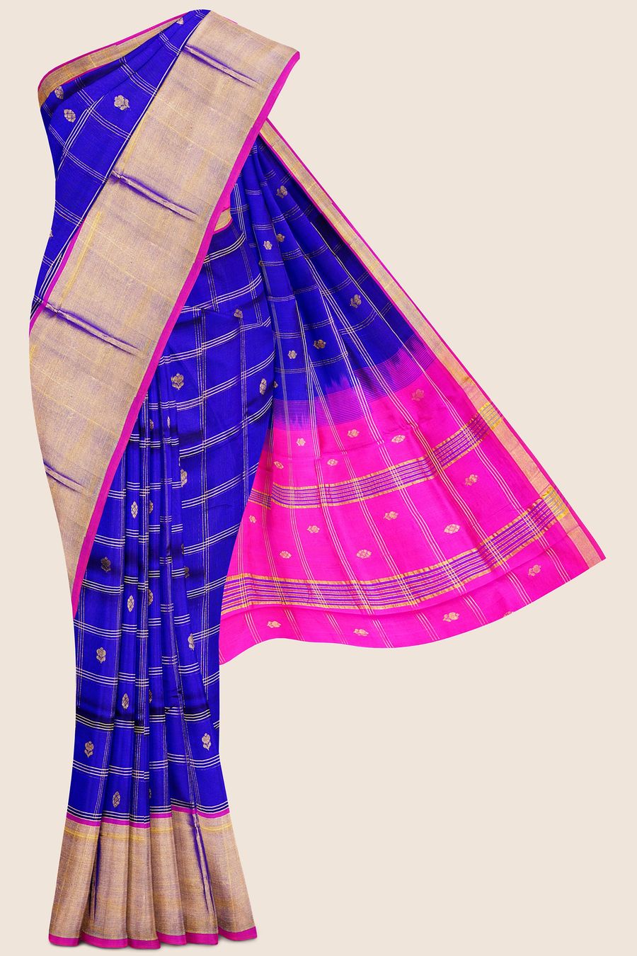 Pallu traditional village pattern with body pancha kuti terracotta pat