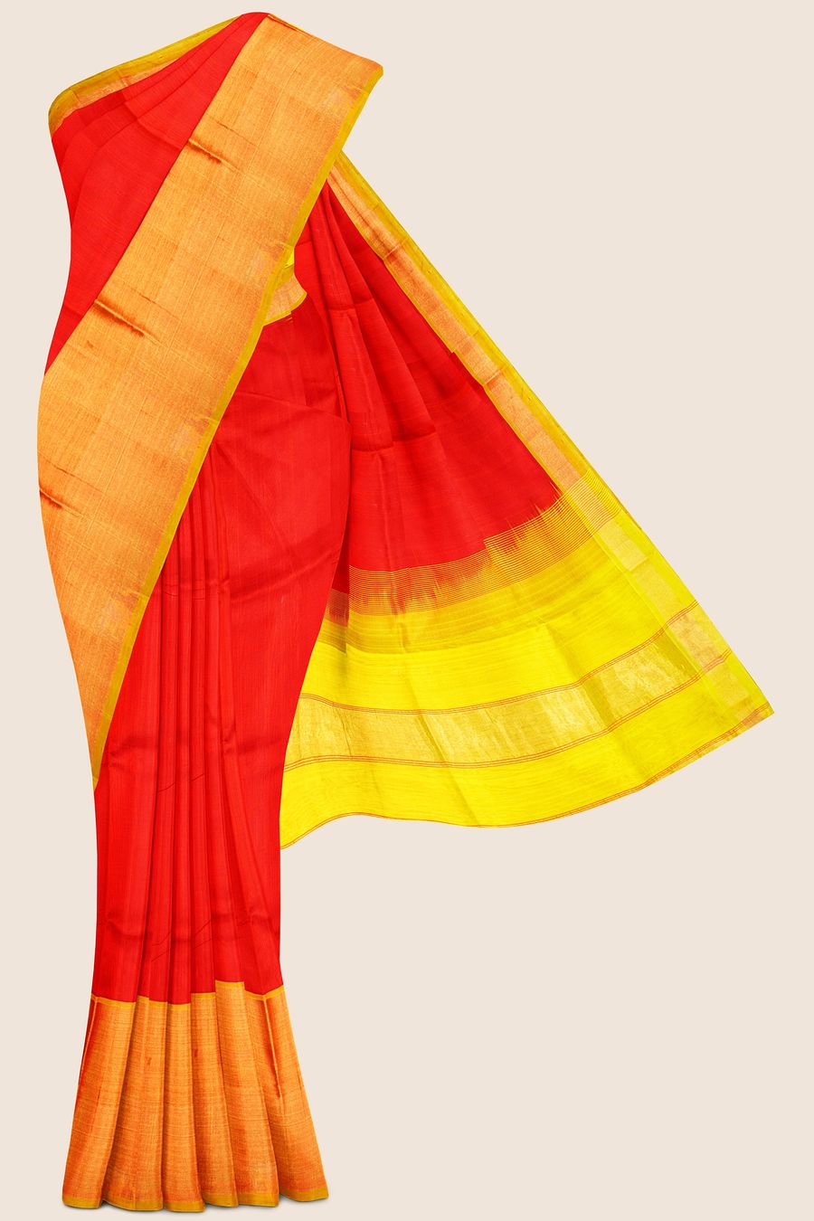 Shop Yellow Kanjivaram Silk Saree Online in USA with Red Zari Border – Pure  Elegance