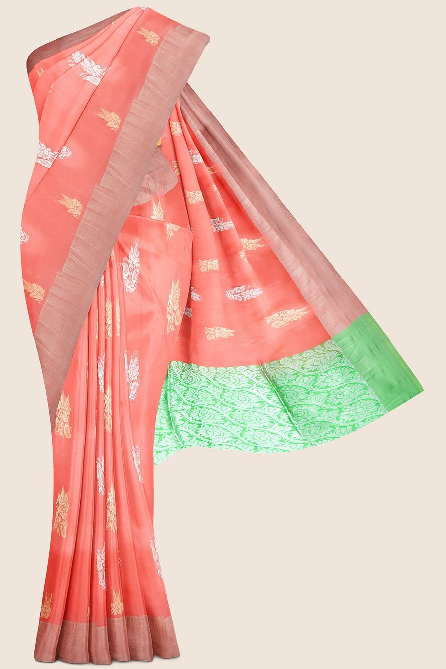 Woven Tussar Silk Saree in Orange : SSF6852