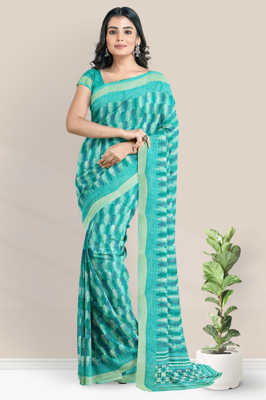 Buy Green Chiffon Embroidered Sequin V Neck Botanic Saree With Blouse For  Women by Ruar India Online at Aza Fashions.