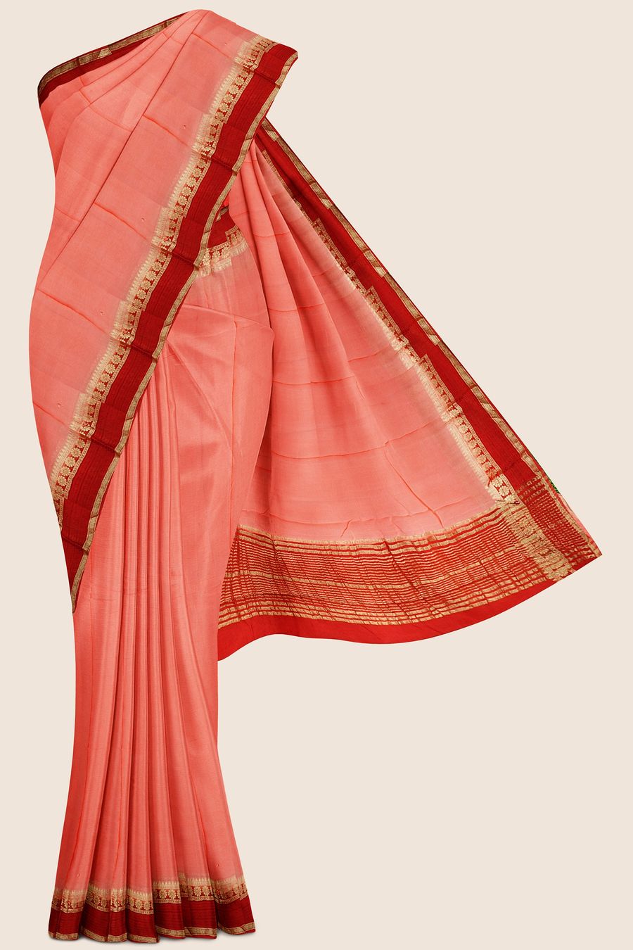 Fancy Silk Leaf Design Kanakambaram Saree