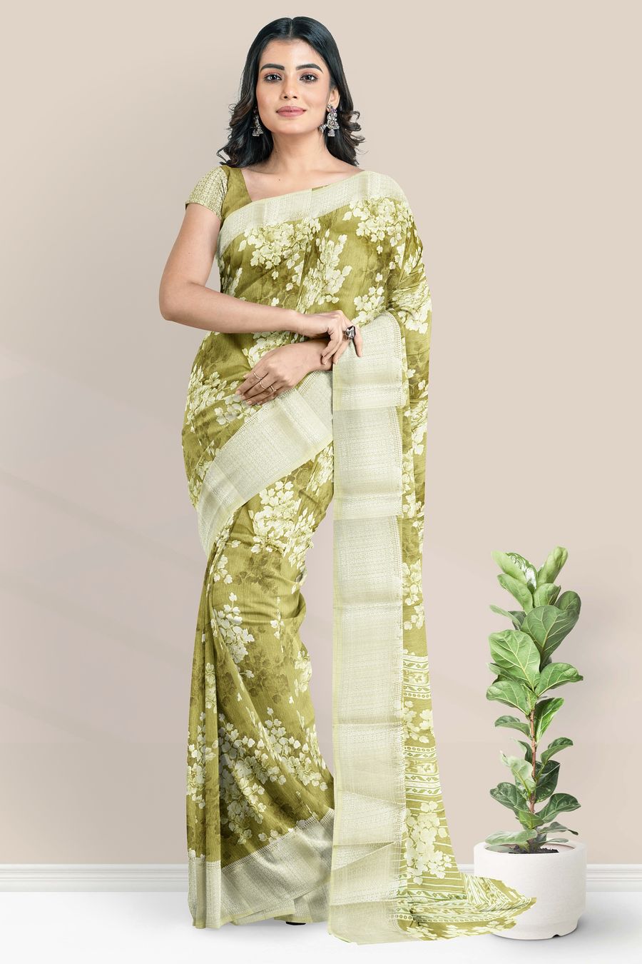 Buy Lovely Mehendi Green Silk With Embroidered Sequence Designer Saree |  Fashion Clothing