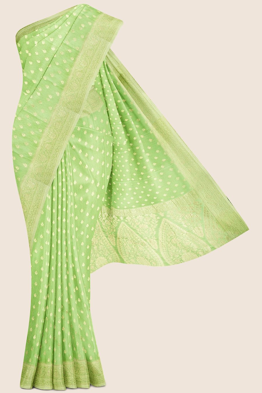 Pure Georgette Butti Light Green Saree