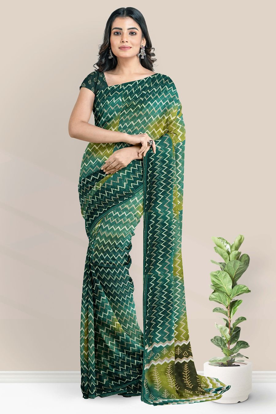 Buy krishvi fashion Printed Bandhani Pure Silk Green Sarees Online @ Best  Price In India | Flipkart.com