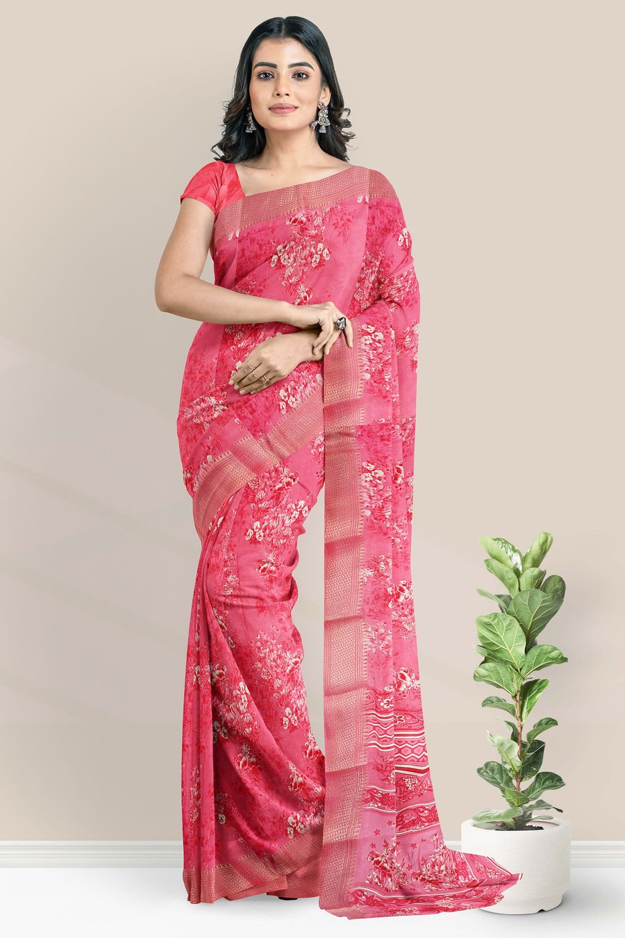 Baby Pink Feather Soft Saree - House of Vardha