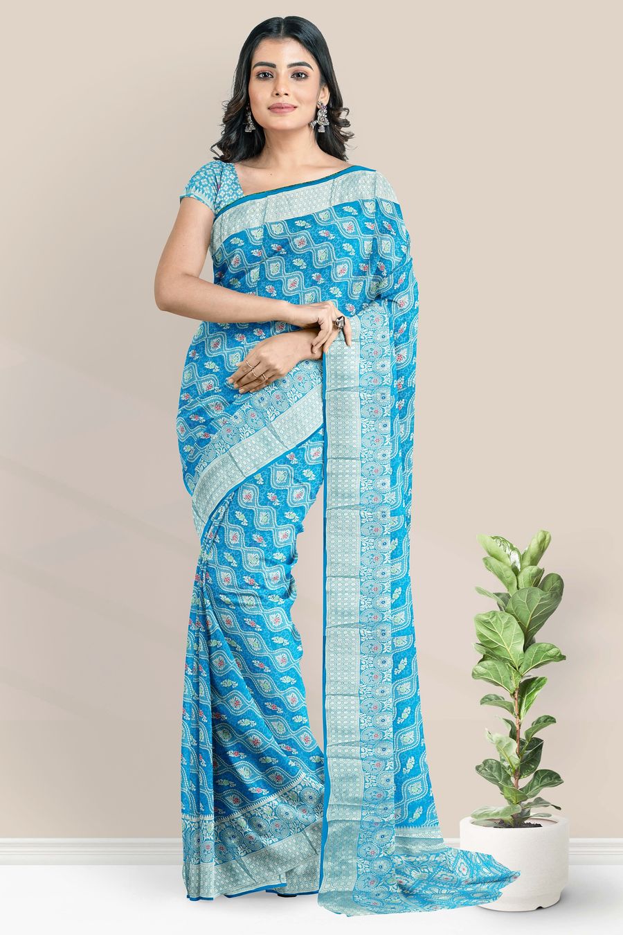 Moonless-Night Pure Katan Silk Banarasi Saree With Brocaded Floral Motif  And All-Over Zari Work | Exotic India Art