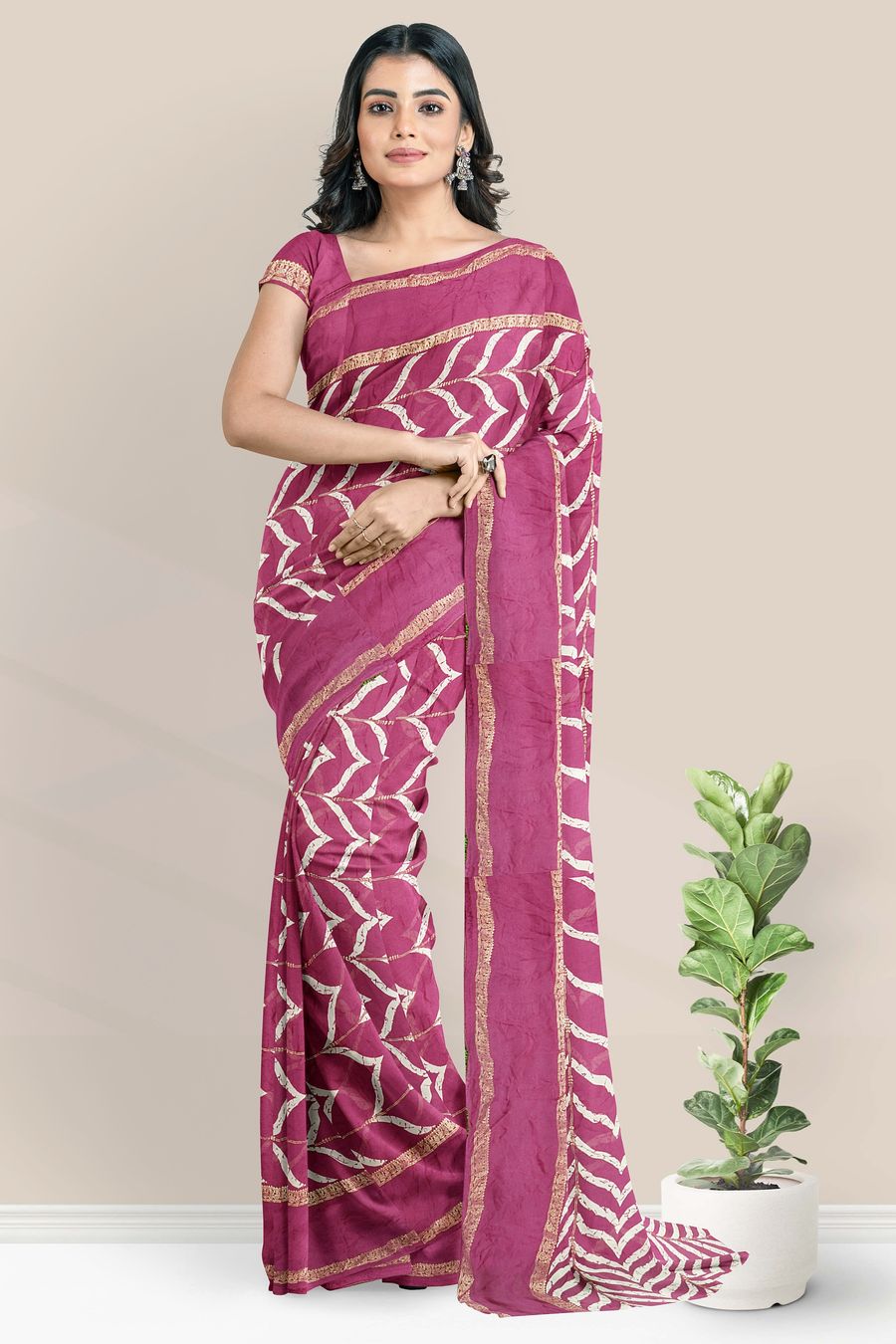 Onion Pink Side Frill Draped Saree With Embroidered Crop Top & Belt - TWO  SISTERS BY GYANS - 4084301