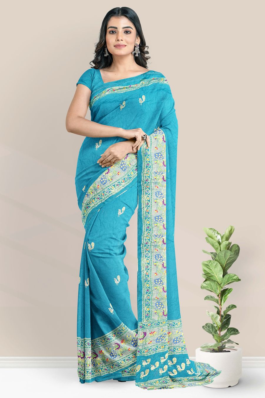 Amazon.com: ZECVA Women's kanchipuram Kanjivaram Lichi Traditional Style  Silk Saree With Unstitched Blouse Piece, Multicolour, Saree - 5.50 Meter ,  Blouse - 0.80 Meter : Clothing, Shoes & Jewelry