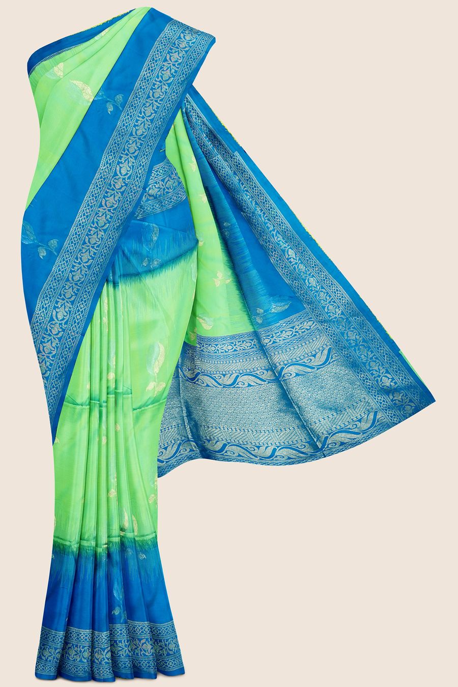 nice copper sulphate blue bordered with dark pink.. | Stylish sarees,  Designer silk sarees, Elegant saree