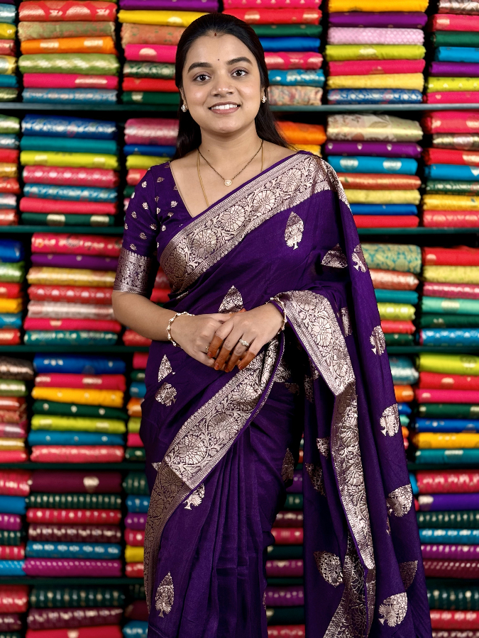 Viscose Georgette Butta Purple Saree