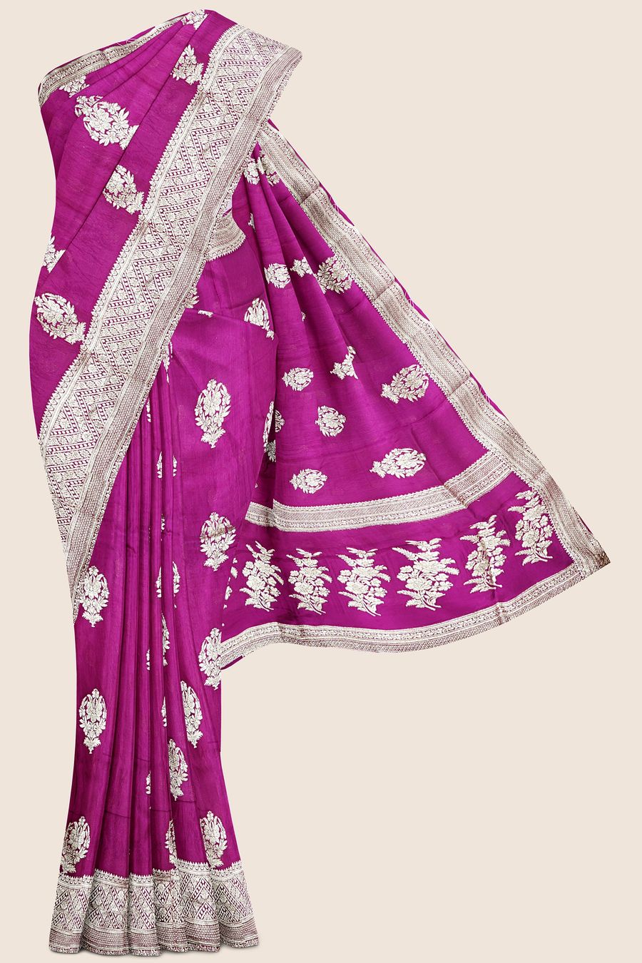 Baby Pink newest Floral Bunches Saree