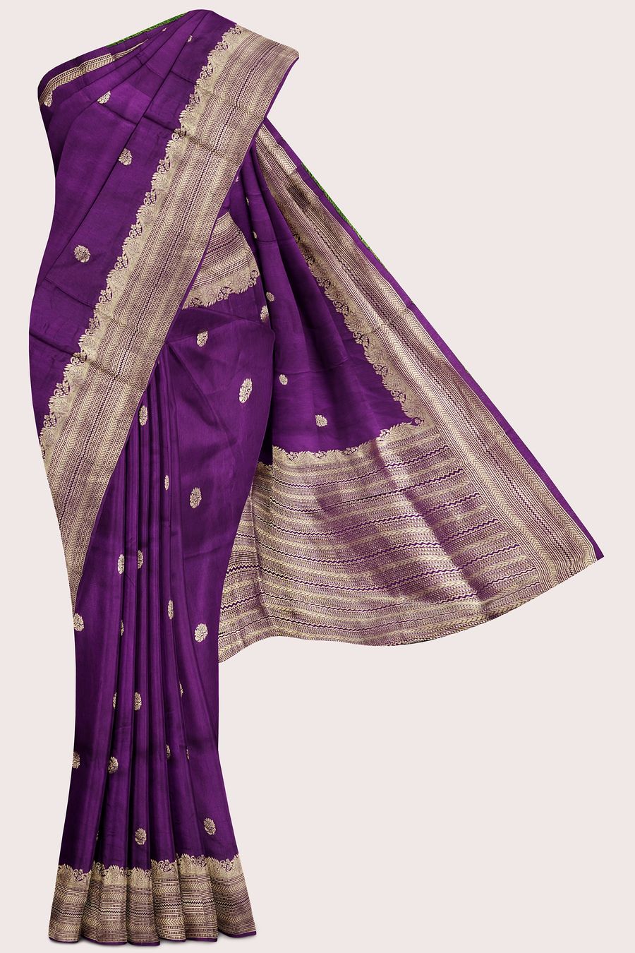 Viscose Georgette Circle Flower Butti Purple Saree
