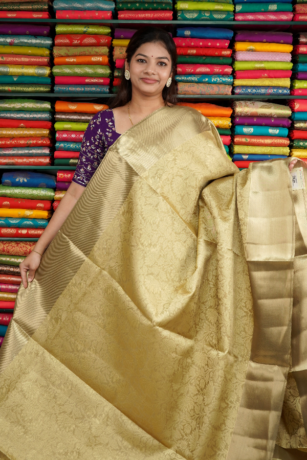 Light Weight Banarasi Tissue All Over Zari Green Saree