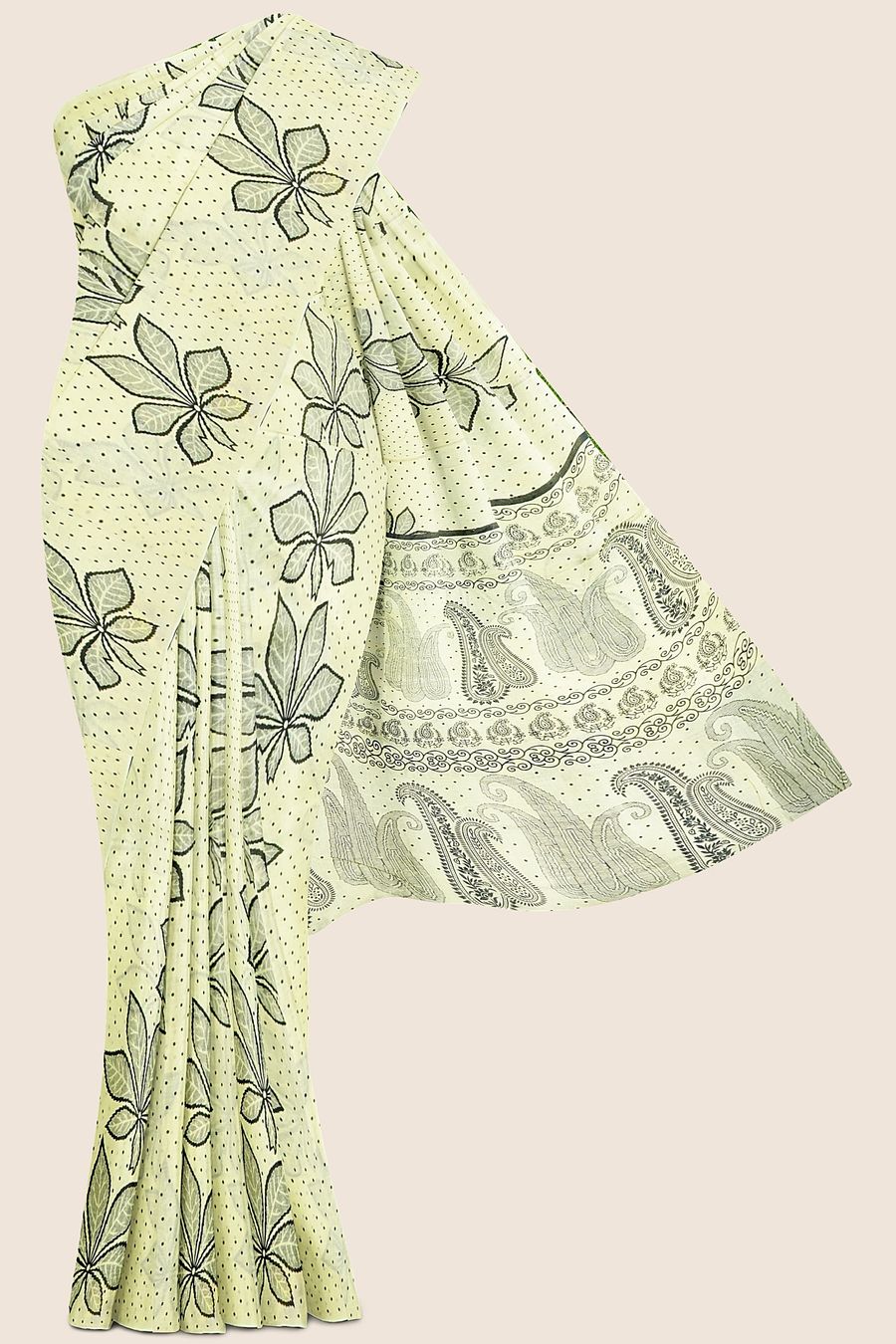 Summer Printed Cotton Light Green Saree