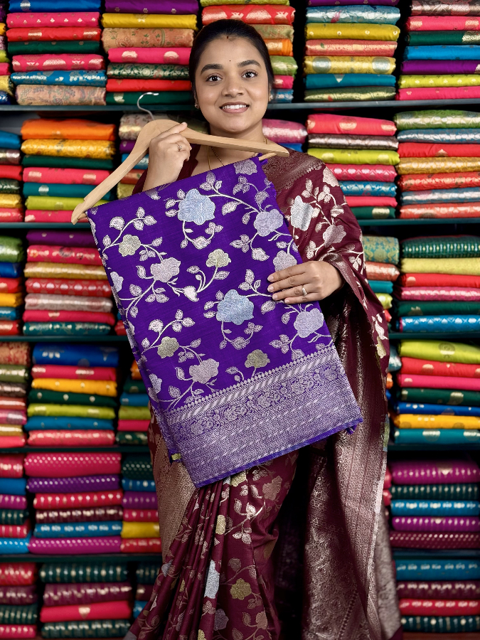 Soft Jute Silk AllOver Meenakari Purple Saree