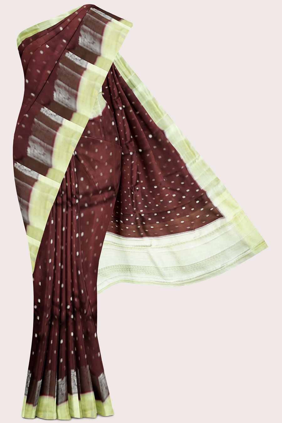 Raw Mango Silk Meenakari Butti Chocolate With Light Lemon Yellow Saree