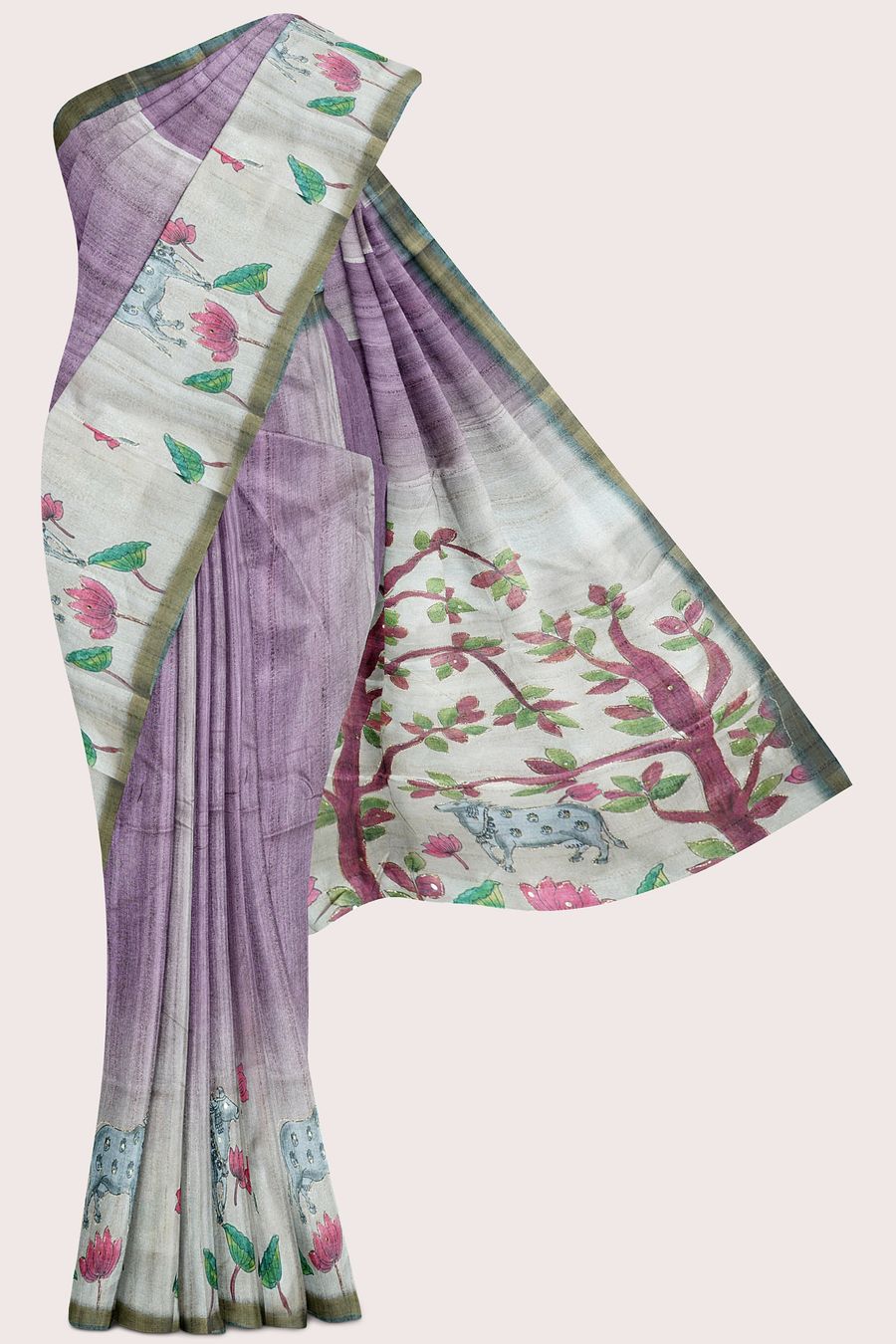 Jute Bagalpuri Silk Pichwai Digital Printed Brinjal Saree