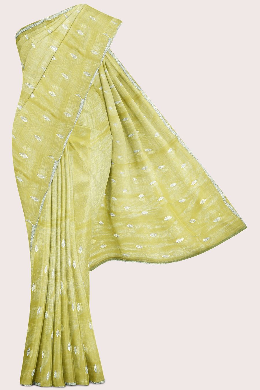 Shimmer Georgette Embroidary Work Butti Yellow Saree