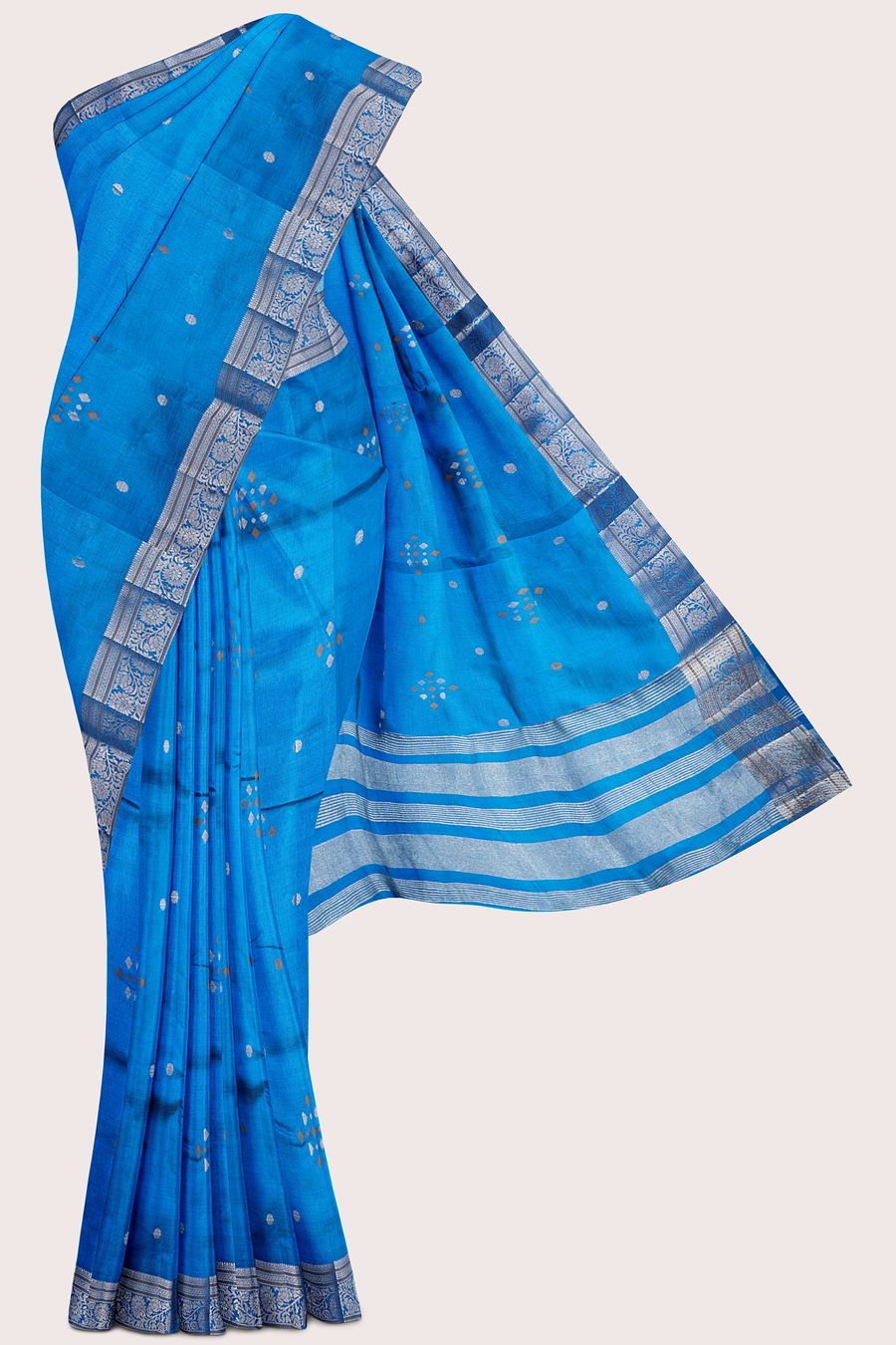 Fancy Silk Threading Meena Work Butti Coppersulphate Blue Saree