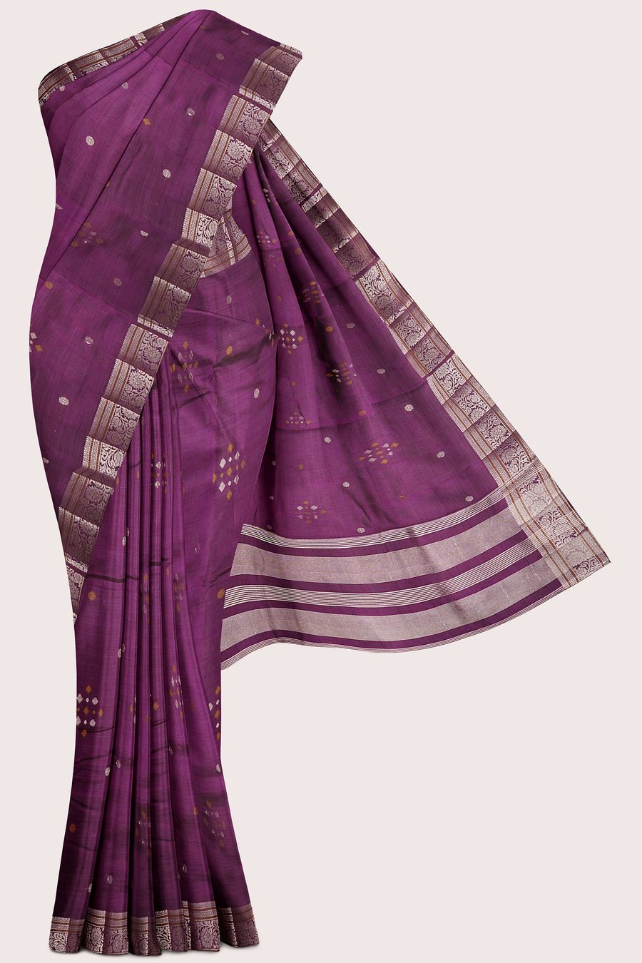 Fancy Silk Threading Meena Work Butti Bright Magenta Pink Saree