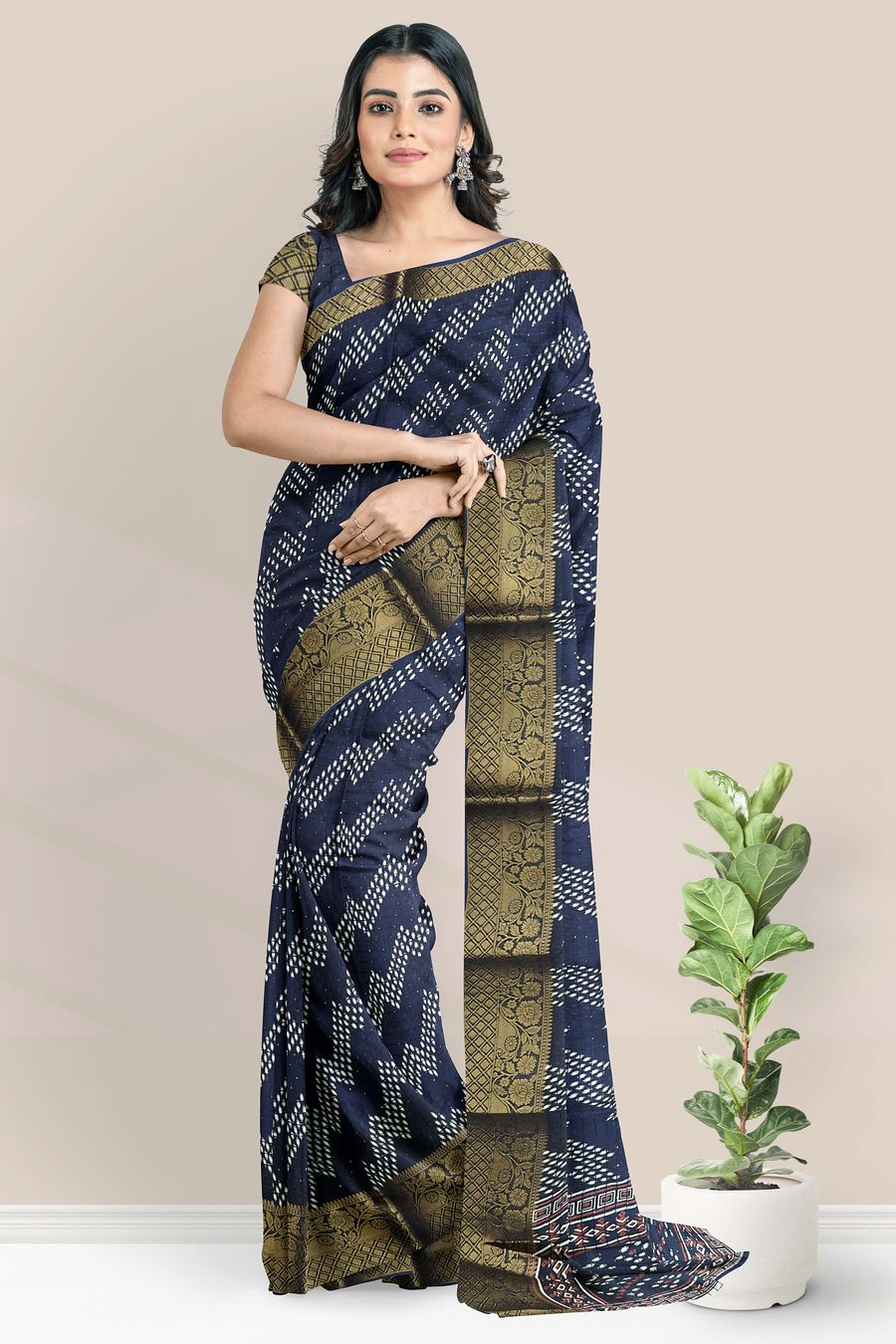 Soft Silk Gold Zari And Sequence Work Dark Navy Blue Saree